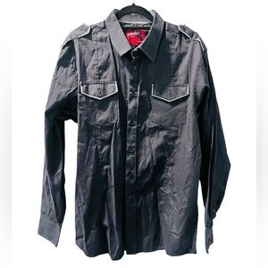 Rodeo Clothing Co Black Stitch Embroidered Button Down Shirt Size XL Western